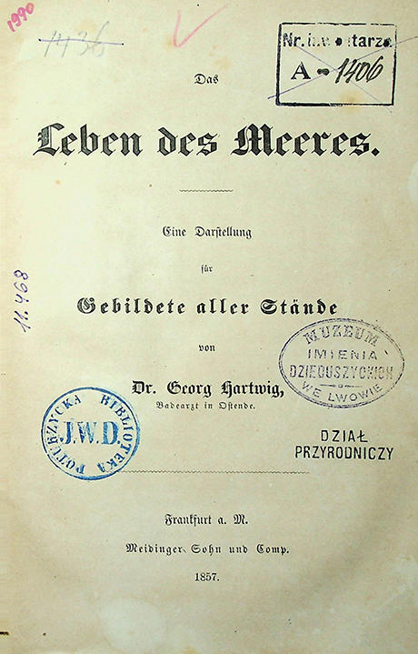 Hartwig Georg Leben des Meeres. Eine darstellung für Gebildete aller Stände / von Georg Hartwig
