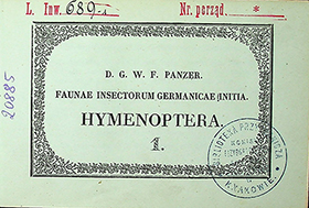 Panzer D.G.W.F. Faunae Insectorum Germanicae. Initia. Hymenoptera / D. G. W. Panzer F. – [s.l.], [s.n.], [s.a.]. – 237 p.