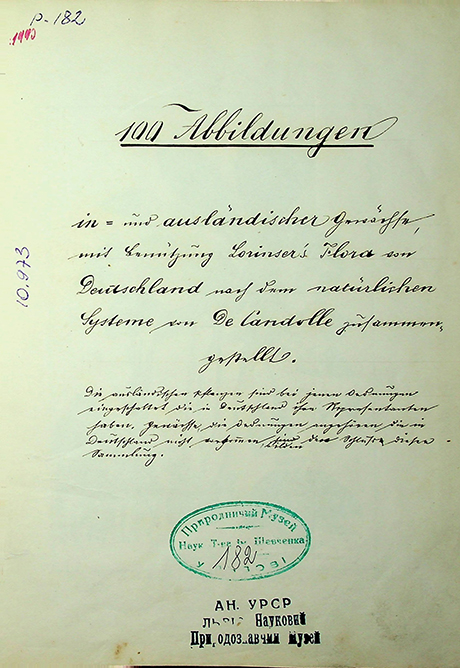 100 Abbildungen in und ausländischer Gewächse mit Benutzung Lorinser’s Flora von Deutschland nach  dem natürlichen Systeme von De Candolle zusammengestellt