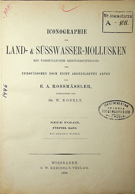 Rossmӓssler E.A. Iconographie Land- & Süsswasser-Molluscken mit Vorzüglicher Berücksichtigung der Europaischen noch nicht Abgebildeten Arten. Fünfter Band